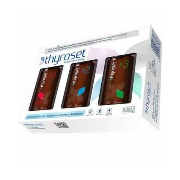 Thyroset - a dietary supplement containing a three-step formula to supplement the diet of people who require special care for thyroid health and proper functioning of the immune system. Contains vitamins, minerals and omega-3 fatty acids.