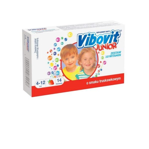 Vibovit Junior in the form of a powder, soluble in water, is a dietary supplement intended for children aged 4 to 12 years, containing a complex of 10 vitamins.