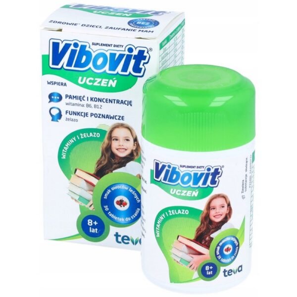 Vibovit Student lozenges, fun-shaped and wild-fruit flavoured, contain 17 essential vitamins and minerals per tablet in doses that complement your child's daily diet.