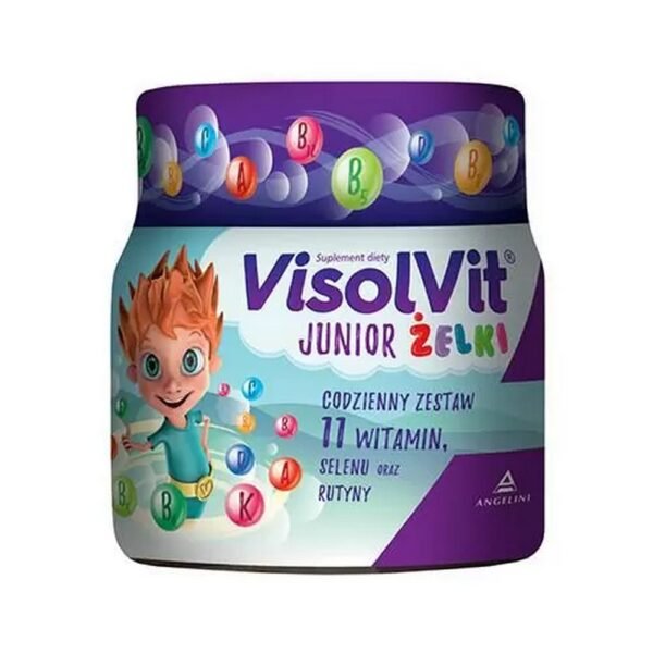 Visolvit Junior jellies are a dietary supplement containing a vitamin complex with a fruit flavor.