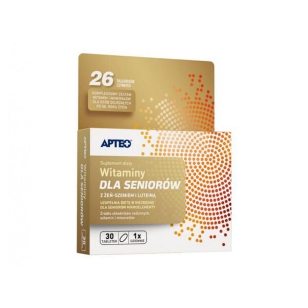 Vitamins for the elderly APTEO is a comprehensive set of vitamins and minerals for mature people over 50 years of age.