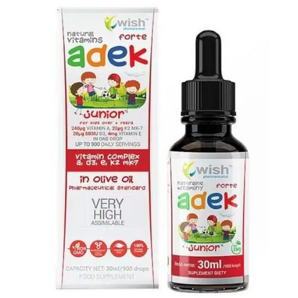 WISH Vitamin ADEK Forte Junior is a food supplement intended for children in the form of drops.