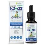 Wish Vitamin K2 MK-7 + D3 Forte Junior - a dietary supplement containing vitamin D3 and vitamin K dissolved in olive oil.