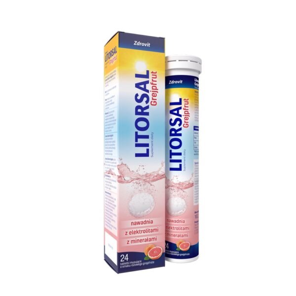 Litorsal Zdrovit with grapefruit flavor is a dietary supplement that quickly quenches thirst and replenishes fluid loss resulting from sweating on hot days or during physical exertion.