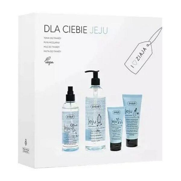 Ziaja Jeju Young Skin Blue face tonic, micellar fluid, white face mousse for the day SPF10 low protection and black dot face paste against blackheads is a set of cosmetic products that meet the needs of young skin.