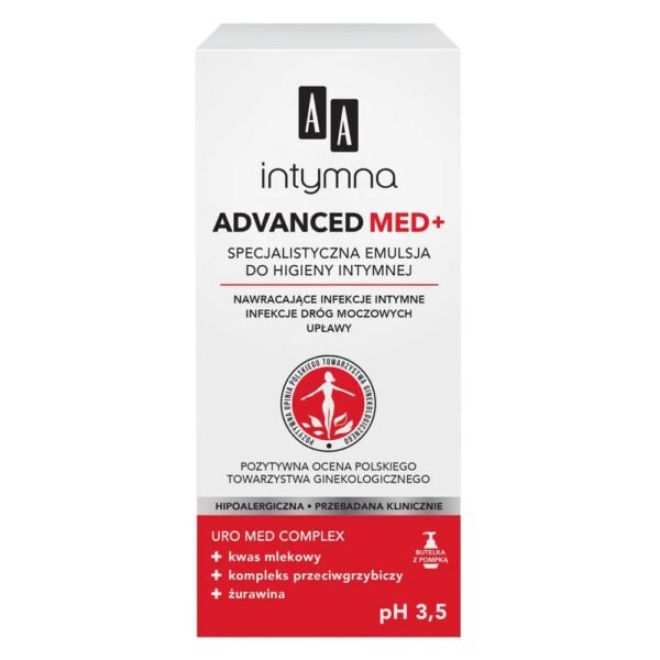 AA Intymna Harmony Med + Specialist intimate hygiene emulsion is a solution for women who need support in case of recurrent intimate or urinary tract infections.