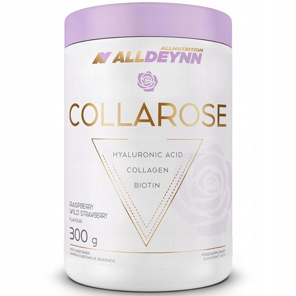 alldeynn collarose with raspberry and wild strawberry flavor 300 g COLLAROSE est un complément idéal pour les femmes dont la peau est surexposée au soleil, les personnes qui passent beaucoup de temps devant l'ordinateur ou le téléphone et toute personne dont l'alimentation ne fournit pas tous les ingrédients essentiels nécessaires au maintien de la santé et de la jeunesse. cuir
