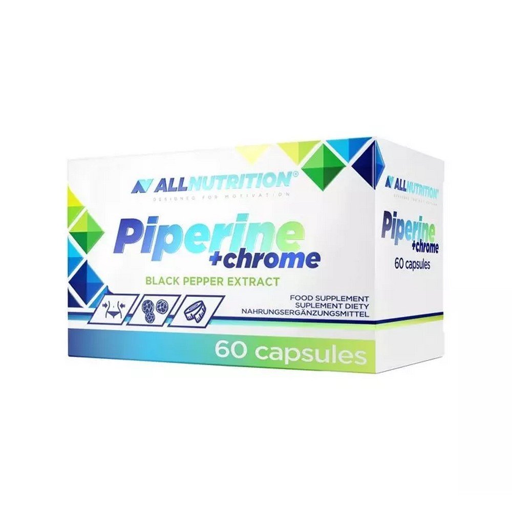 allnutrition piperine chromium capsules 60 pcs90 pcs Allnutrition Pipérine + chrome est un complément alimentaire à base d'extrait de poivre noir.