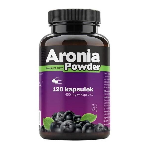 Aronia powder is a dietary fiber supplement that comes from the chokeberry fruit.