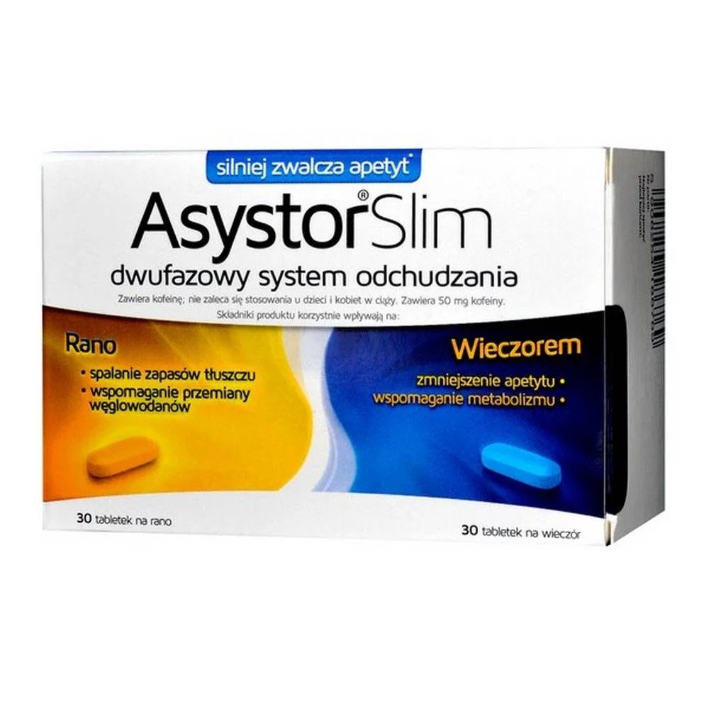 assistant slim tablets 60 30 in the morning 30 in the evening Asistor Slim est un complément alimentaire qui constitue un système de perte de poids en deux phases matin et soir.