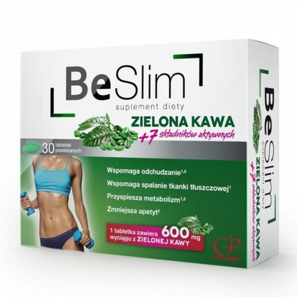 Be Slim Green Coffee is a dietary supplement containing green coffee extract and other ingredients that support metabolism and promote weight loss.
