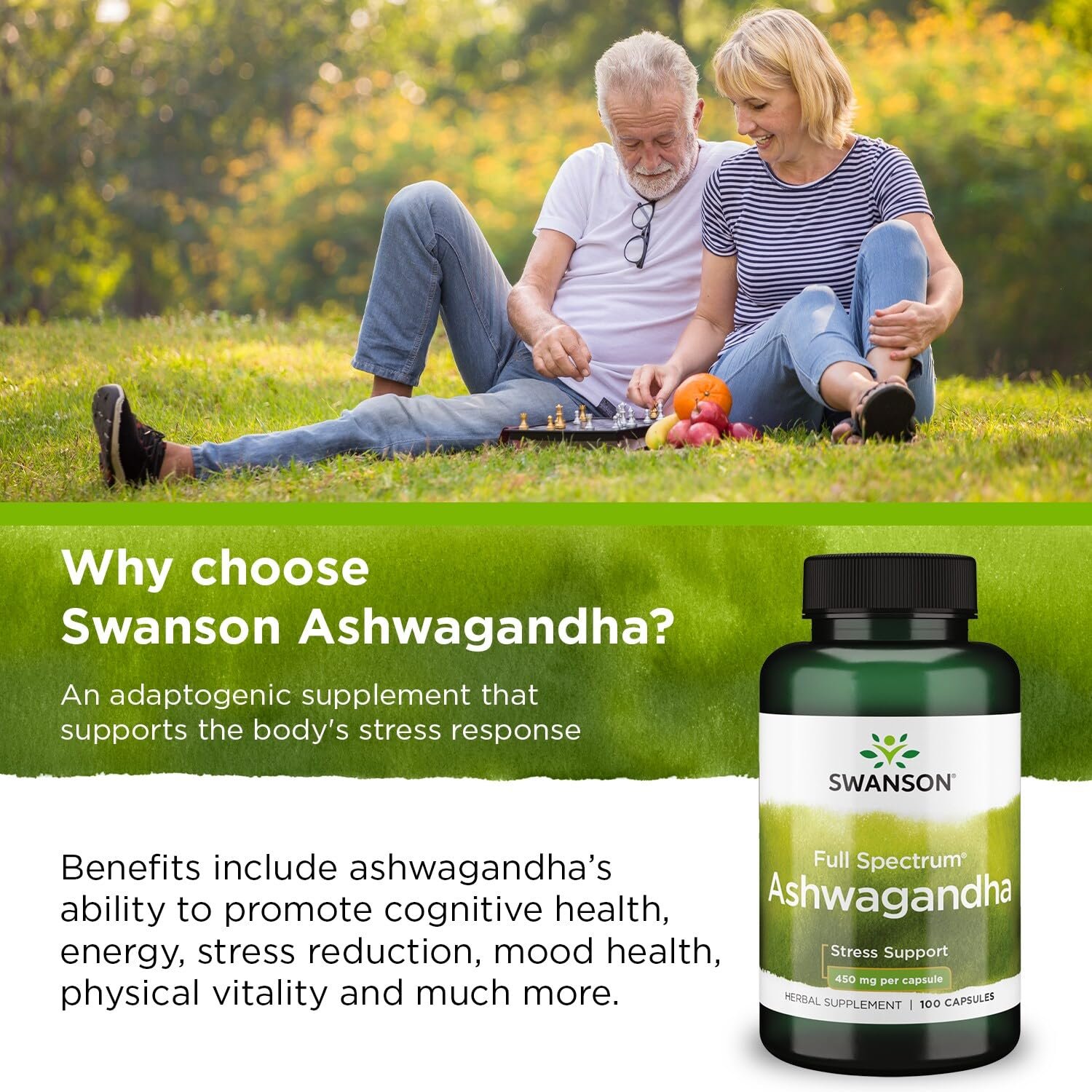 BIOLOGICAL ACTIVE MEDICINE SWANSON HEALTH PRODUCTS ASHWAGANDHA CAPSULES 100 PCS