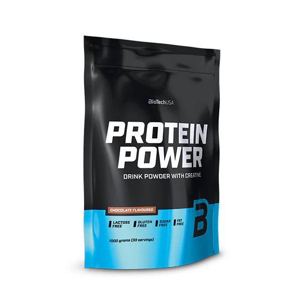 BIOTECHUSA PROTEIN POWER - HIGH PROTEIN CONTENT, SUGAR-FREE, LACTOSE-FREE, GLUTEN-FREE | WITH ADDED CREATINE, 1 KG, VANILLA