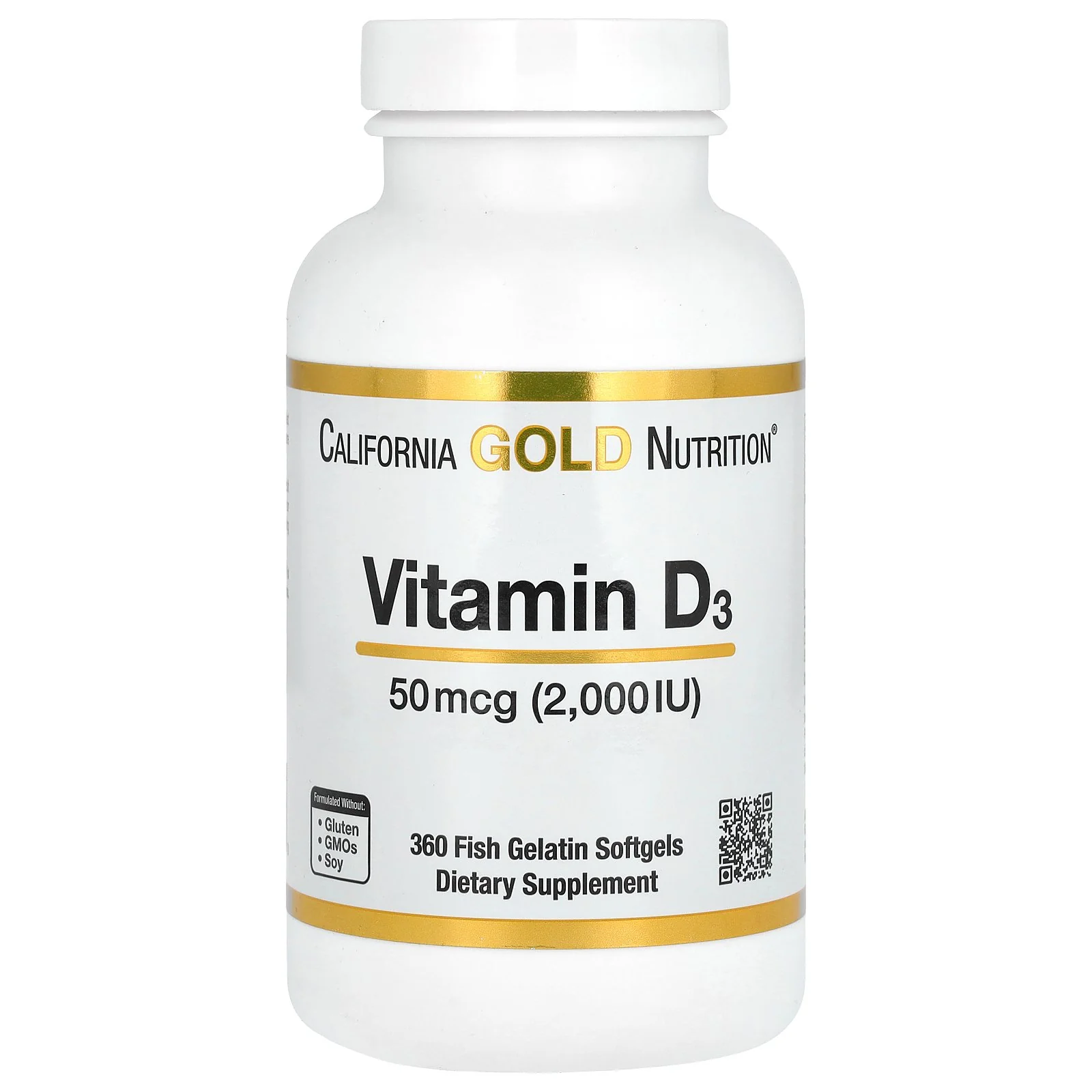 CALIFORNIA GOLD NUTRITION, VITAMIN D3, 50 MCG (2,000 IU), 90 FISH GELATIN SOFTGELS