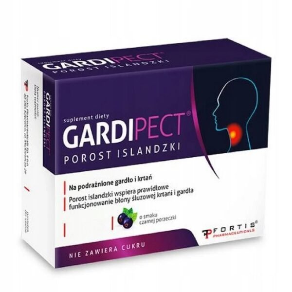 Gardipect dietary supplement with Icelandic lichen supports the proper functioning of the mucous membrane of the larynx and pharynx.