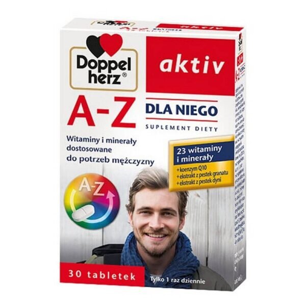 For him, Doppelgerz Active AZ is a dietary supplement with vitamins and minerals, adapted to the needs of men.