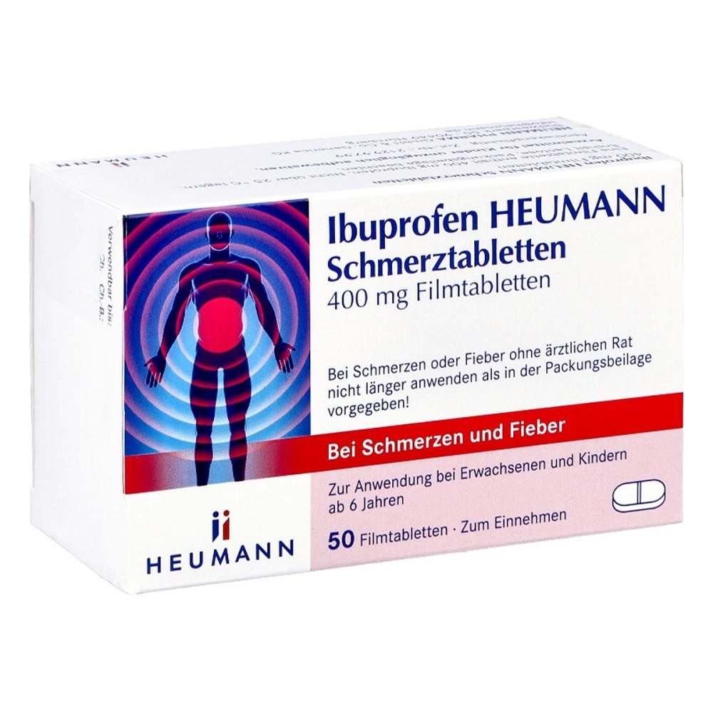 ibuprofen heumann pain tablets 400mg 50 pieces For mild to moderate pain such as headaches, toothaches, period pains