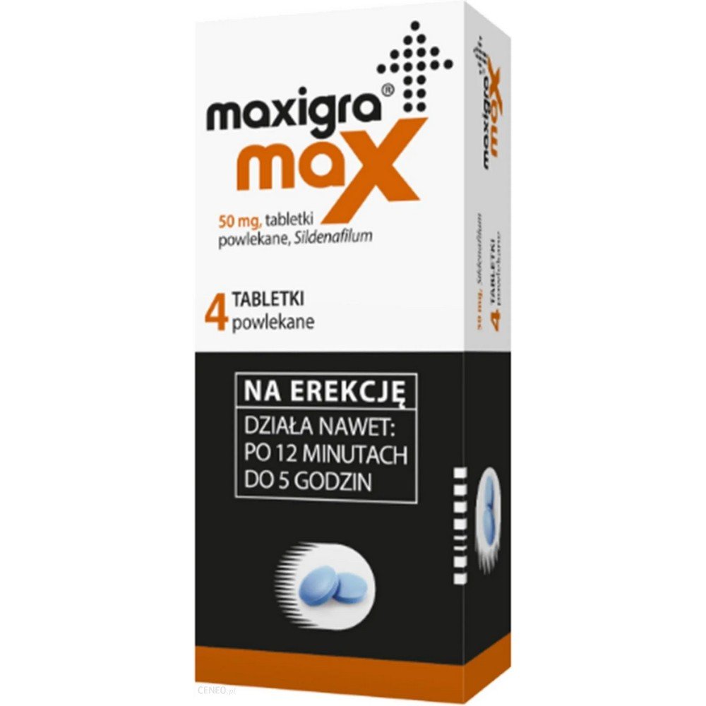 maxigra max 50 mg x 4maxigra max 50 mg x 4polpharma Максигра ® Макс показана к применению взрослым мужчинам с эректильной дисфункцией, то есть неспособностью достичь или поддерживать эрекцию полового члена, достаточную для полового акта.