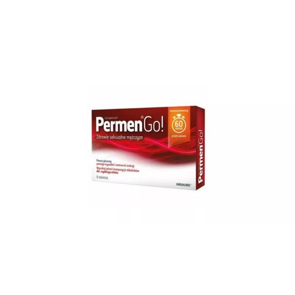 PermenGo! – a dietary supplement containing ingredients that support male sexual health – L-arginine and ginseng. Preparation is recommended 60 minutes before sex.