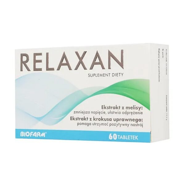 Relaxan is a dietary supplement containing lemon balm and crocus extract.