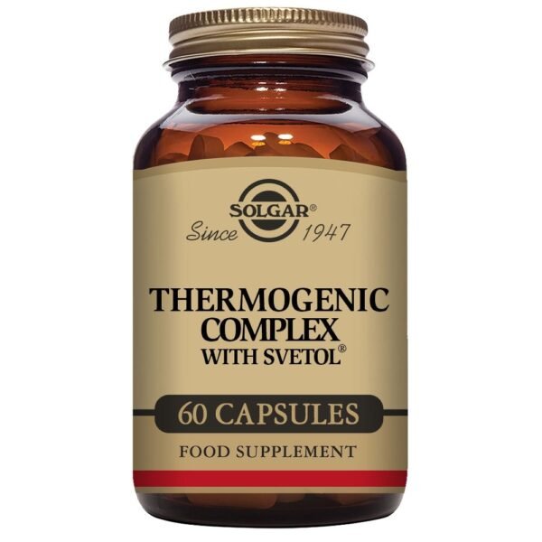 Solgar® Thermogenic Complex with Svetol is a special formula containing several nutrients and botanicals designed to support the body's metabolism.