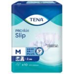 The medical product TENA Pants ProSkin Plus OTC Edition in size M is an absorbent pant for people who walk a lot and suffer from moderate to severe incontinence.