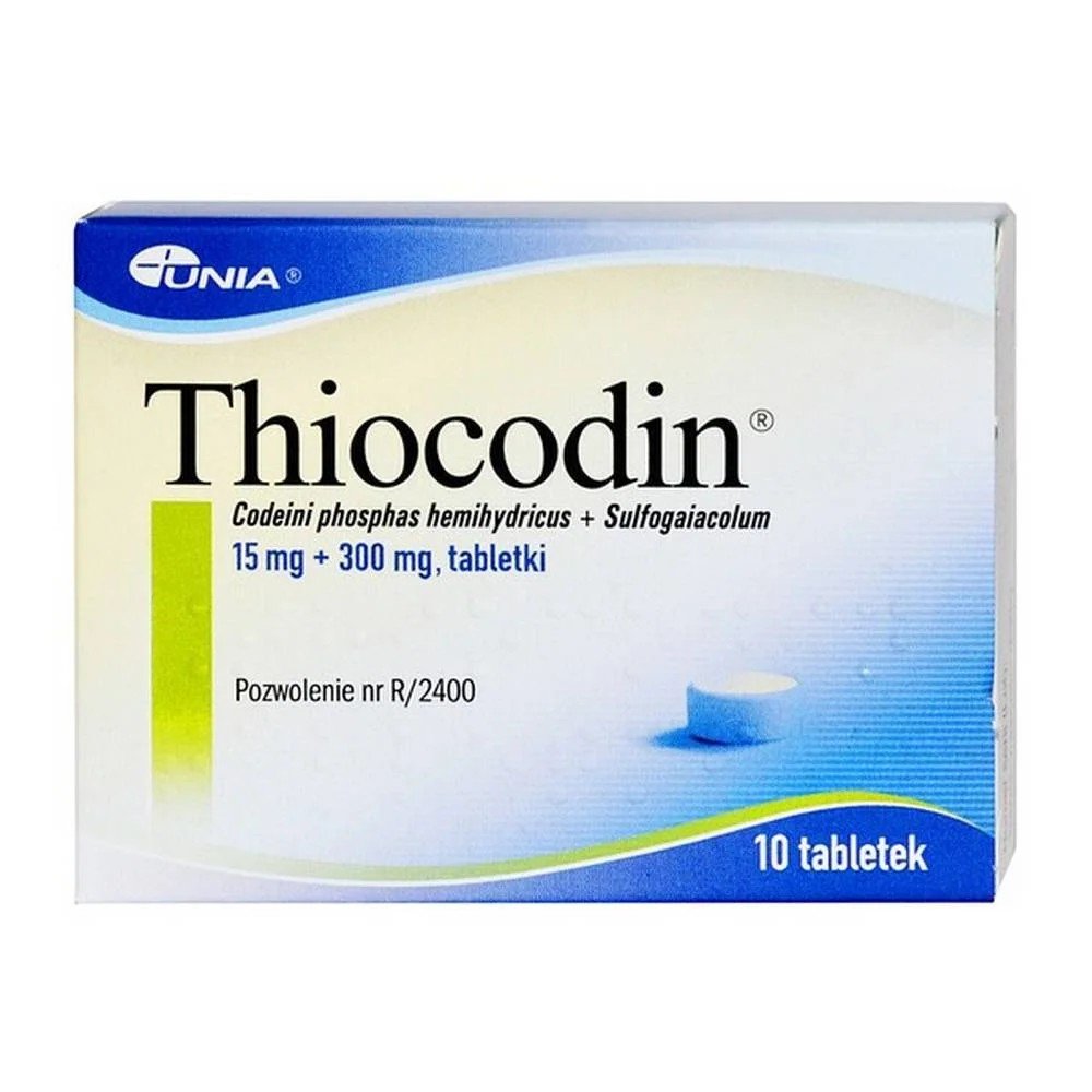 thiocodine 15 mg 300 mg tablets 16 pcs Acts as an expectorant and promotes the promotion of liquefied secretions in the respiratory tract and its expulsion.