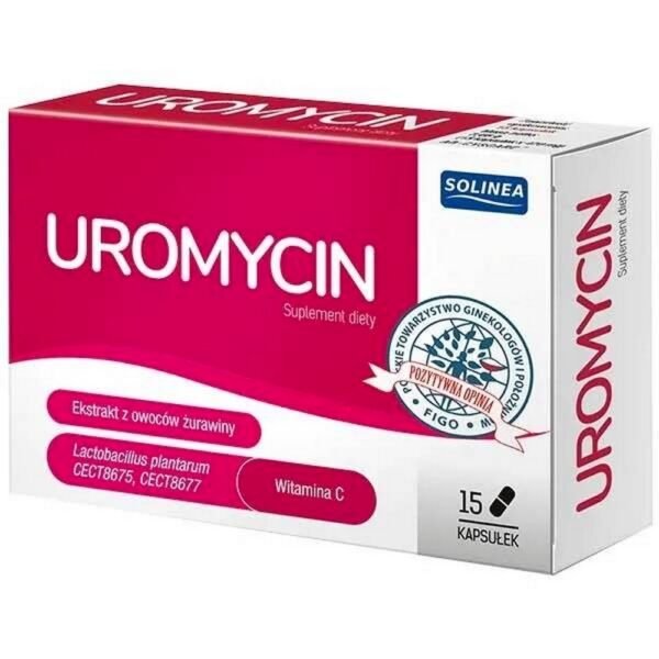 Uromycin is a dietary supplement containing vitamin C, cranberry fruit extract and Lactobacillus plantarum.