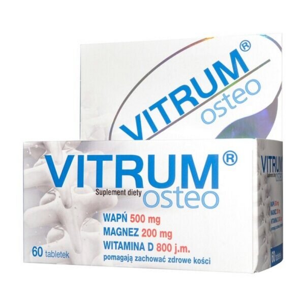 Vitrum Osteo is a dietary supplement with magnesium, calcium and vitamin D salts, ingredients that support bone health. The product is intended for adults.