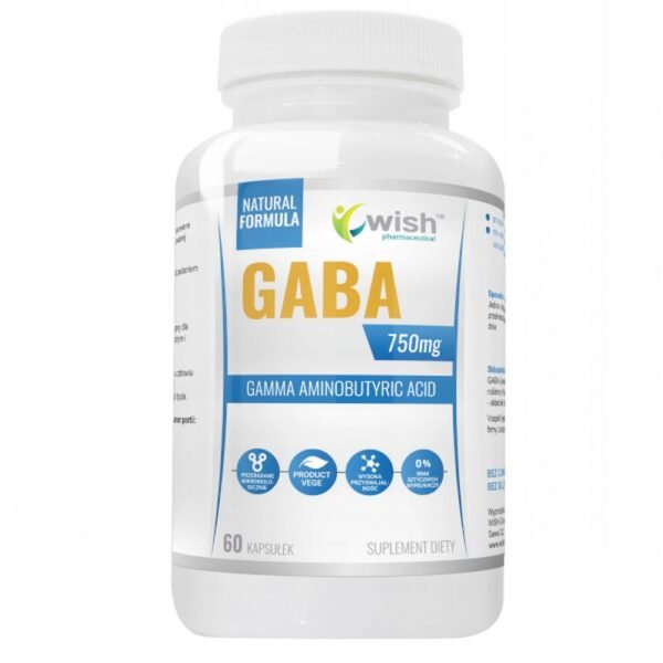 Wish GABA 750 mg Gamma-aminobutyric acid is a dietary supplement that affects sleep quality.
