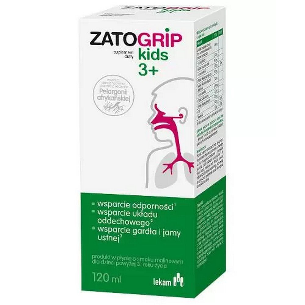 ZATOGRIP KIDS 3+, RASPBERRY SYRUP, 120 ML