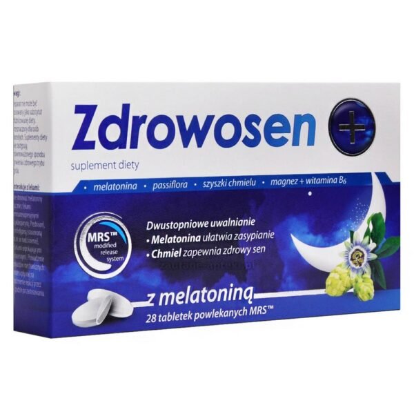 Zdrowosen+ is a nutritional supplement with herbal extracts, melatonin, magnesium and vitamin B6.