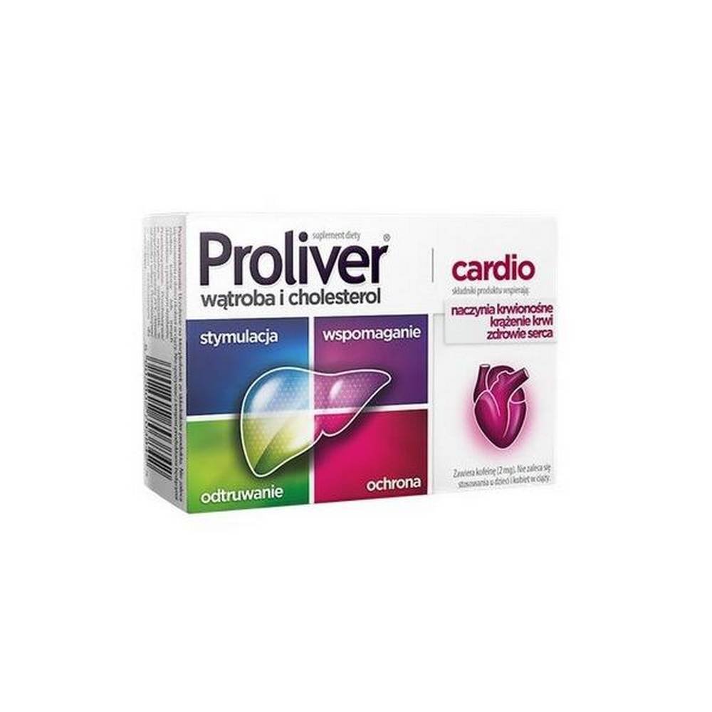 aflofarm proliver cardio 30tabl Les compléments alimentaires Proliver Cardio aident au bon fonctionnement du foie, aident à maintenir un taux de cholestérol adéquat dans le sang, soutiennent le bon fonctionnement du cœur et de la circulation sanguine.