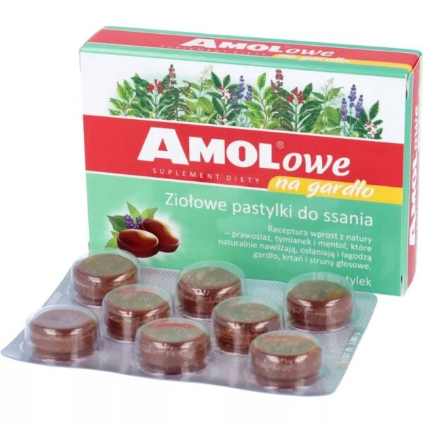 AMOLOWE NA GARDŁO is a dietary supplement containing ingredients that help moisturize and soothe the throat, larynx and vocal cords.
