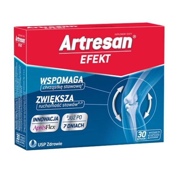 Artresan EFFECT   – food supplement containing ingredients  that help  maintain the correct condition of the joints and the correct condition of the joint cartilages, recommended for people exposed to joint stiffness in the period of age-related physiological changes for people exposed to menopause joint stiffness.
