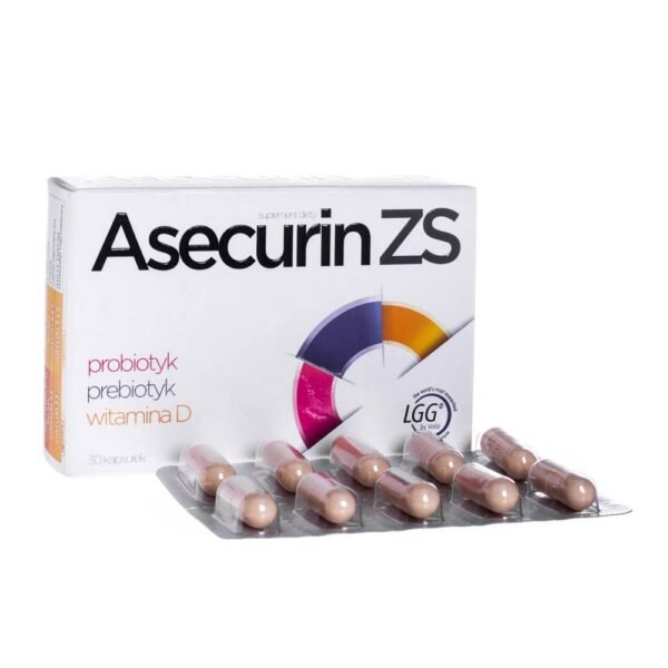 Asecurin ZS is a dietary supplement containing probiotic bacterial strains Lactobacillus rhamnosus GG (ATCC 53103) and Lactobacillus reuteri, inulin and vitamin D.