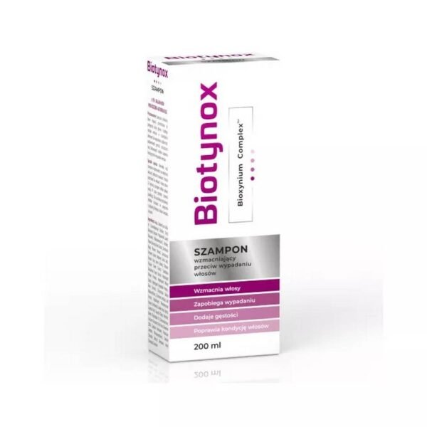 Biotynox Shampoo with a gentle cleansing base, intended for the care of the scalp and all types of hair, especially those prone to loss, weakened, lacking density, damaged and colored.