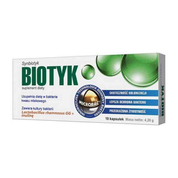 Biotyk synbiotyk is a food supplement containing bacterial cultures of Lactobacillus rhamnosus GG and inulin.