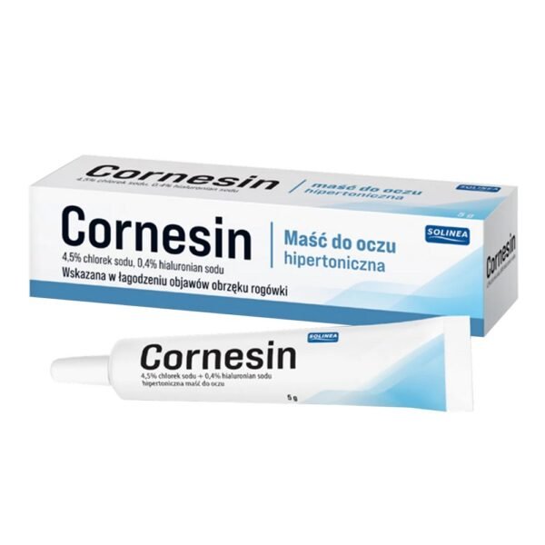 Kornesin eye ointment is a sterile hypertonic eye ointment intended to relieve symptoms of corneal edema.