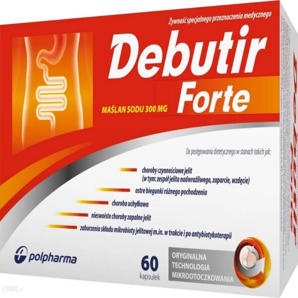 Debutir Forte supports the nutritional process of people with intestinal disorders such as: irritable bowel syndrome, abdominal pain