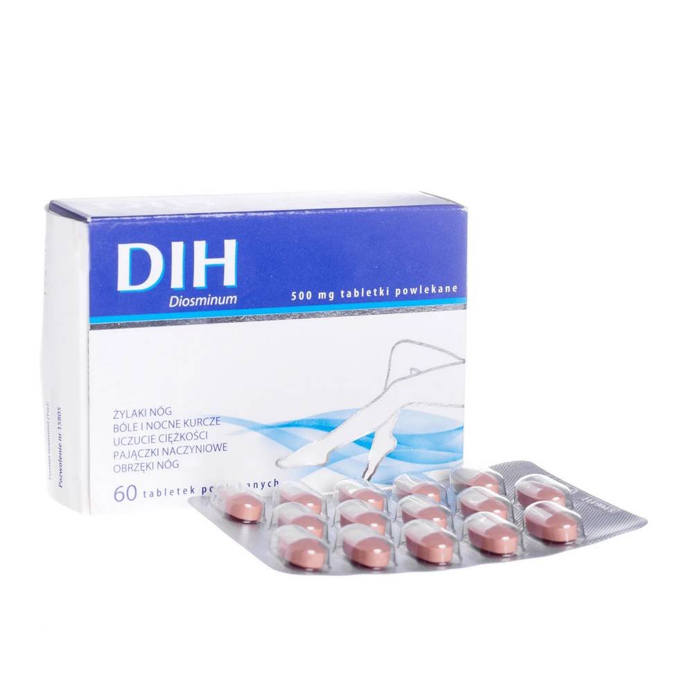 dih 500 mg 60 tabletek Дих – препарат, повышающий тонус венозных сосудов и оказывающий на сосуды защитное действие.