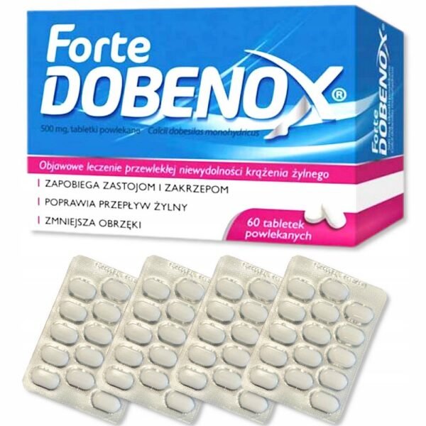 Dobenox Forte is a medicine that tightens blood vessels and increases their elasticity.