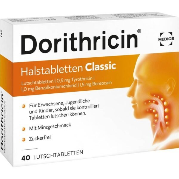 Areas of application: For the symptomatic treatment of infections of the mouth and throat with sore throat and difficulty swallowing.