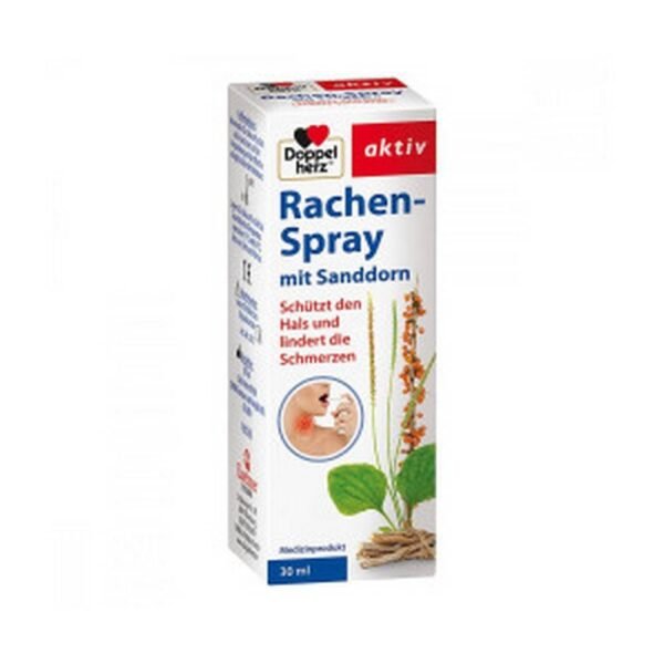 Doppelherz Throat Spray with Sea Buckthorn can be used for sore throats caused by external stimuli (viruses, bacteria, allergens, smoke, smog, dust) and for cold symptoms where excessive mucus in the throat can cause irritation.