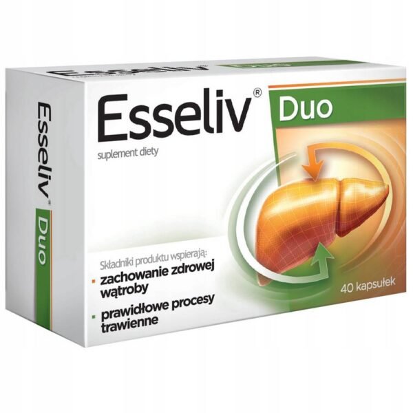 Esseliv duo is a dietary supplement containing ingredients that help support liver health and proper digestive processes.