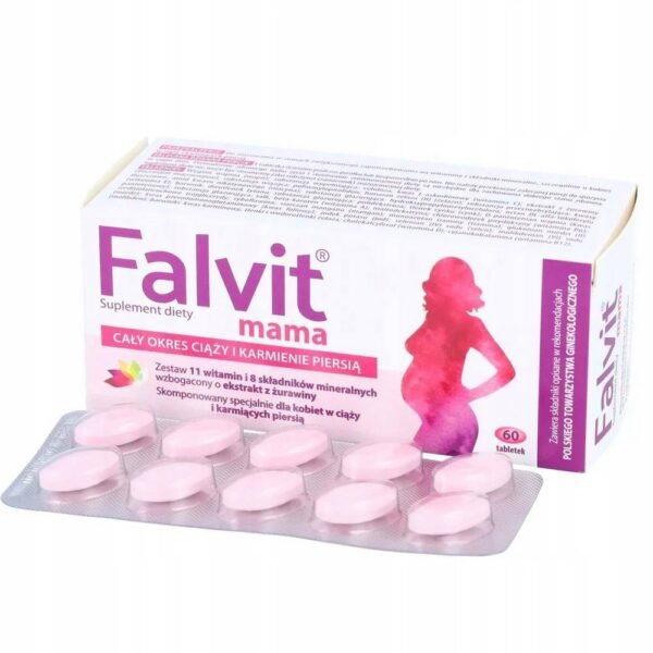 Falvit mama is a dietary supplement containing cranberries, vitamins and minerals for women during pregnancy and breastfeeding.
