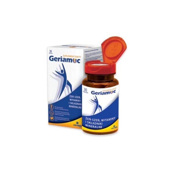 GERIAMOC es un complemento alimenticio destinado a adultos para complementar la dieta diaria con vitaminas y minerales.