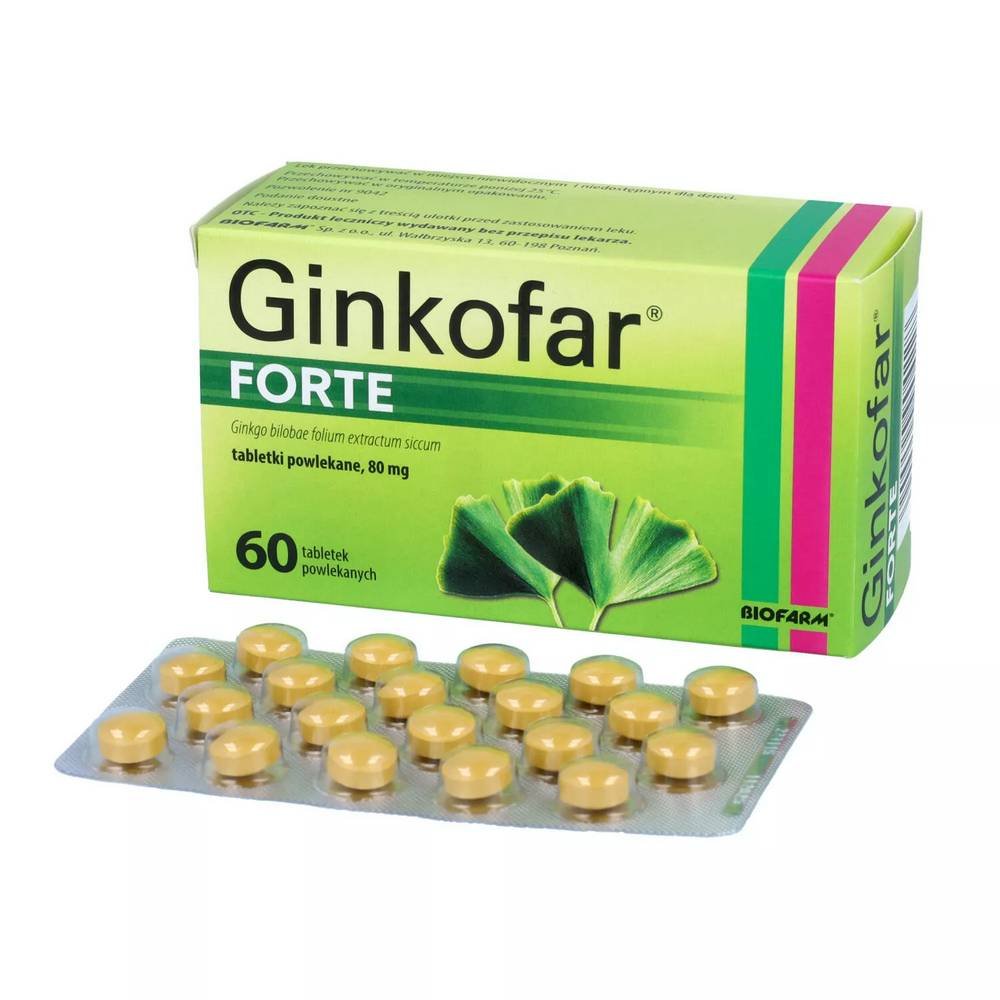 ginkofar forte 80mg 60 tabletek Ginkofar forte es un medicamento utilizado para mejorar las capacidades cognitivas (alteraciones de la memoria y el rendimiento mental) en personas mayores.