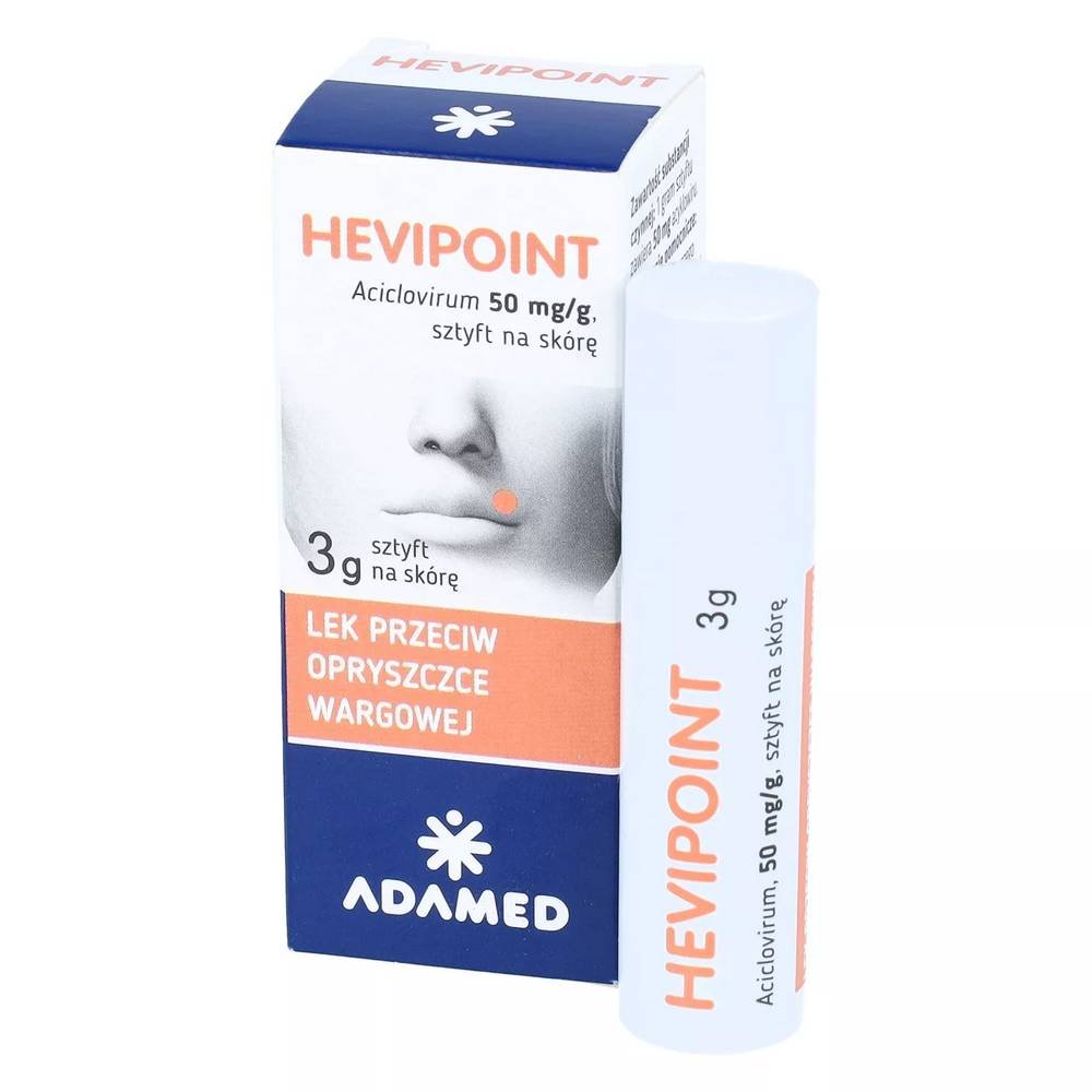 hevipoint sztyft 005 gg 3g Hevipoint – противовирусный препарат, предназначенный для применения при рецидивирующих инфекциях губ, вызванных вирусом простого герпеса.