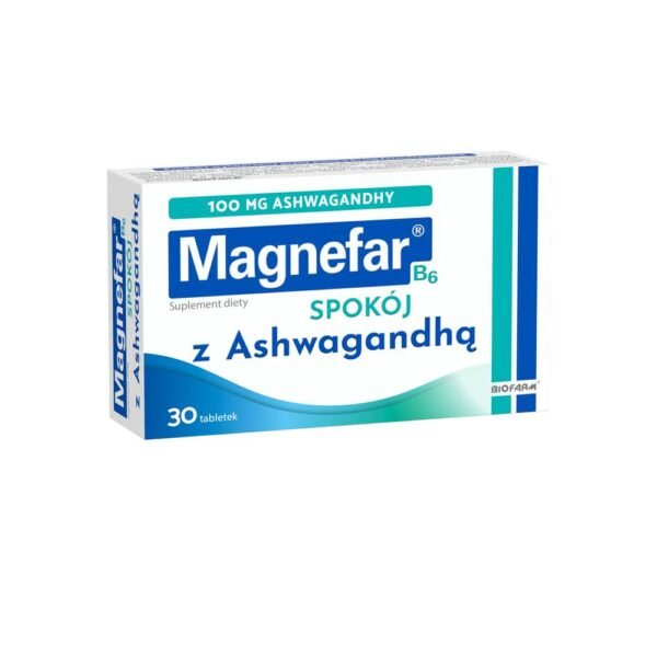 Magnefar B6 Spokój is a dietary supplement with magnesium citrate, ashwagandha, folic acid and B vitamins.